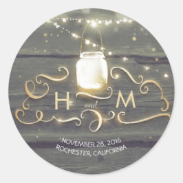 ストリングライツメイスンジャー素朴ウッドイニシャル ラウンドシール