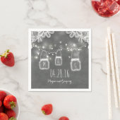 ストリングライツメイスンジャー&レース素朴ズ結婚 スタンダードカクテルナプキン (インサイチュ)