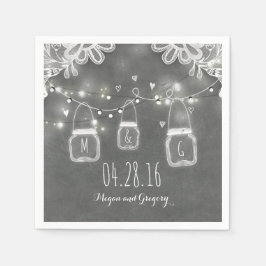 ストリングライツメイスンジャー&レース素朴ズ結婚 スタンダードカクテルナプキン