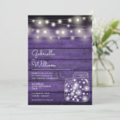 ストリングライツメイスン素朴ジャパープル結婚ウッド 招待状 (スタンド正面)
