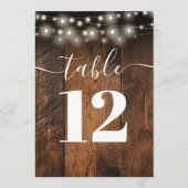 ストリングライツ素朴バーンウッドボーホテーブル番号 招待状 (正面)