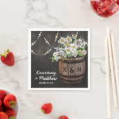 ストリングライツ素朴ビネヤードホワイトフローラ結婚ズ スタンダードカクテルナプキン (インサイチュ)