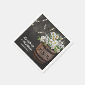 ストリングライツ素朴ビネヤードホワイトフローラ結婚ズ スタンダードカクテルナプキン (角)