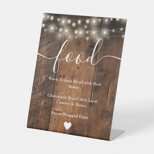 ストリングライツ素朴ボホバーンウッドフードメニュー 台座サイン (正面)