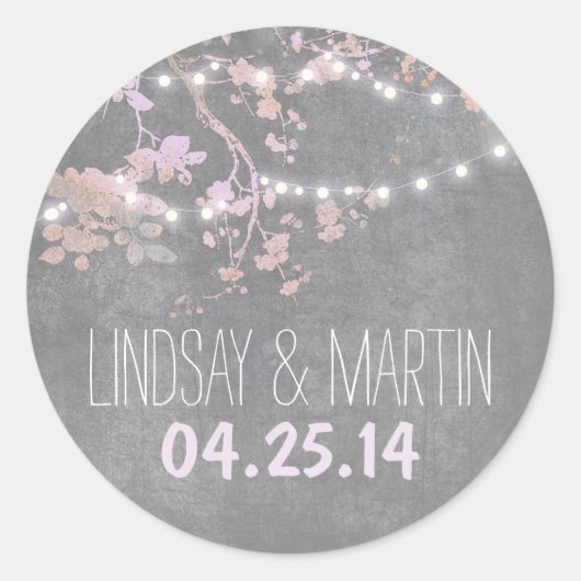 ストリングライトかわいいファンシー結婚式用シール ラウンドシール (正面)