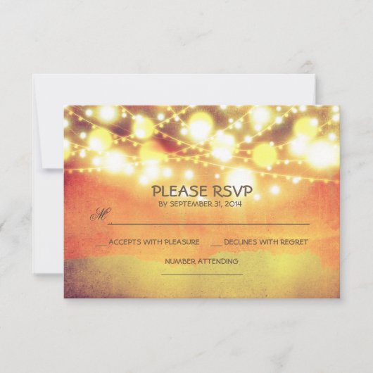 ストリングライトきらめく素朴な結婚式RSVP 出欠カード (正面)