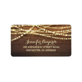 ストリングライトとバーンウッド素朴 ラベル