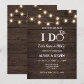 ストリングライトとバーンワッドのI DO BBQ 招待状 (正面/裏面)