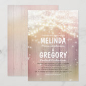 ストリングライトとバ素朴ンウッド結婚ズ 招待状 (正面/裏面)