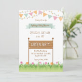 ストリングライトとパーティーフラグ赤ちゃんシャワー 招待状 (スタンド正面)