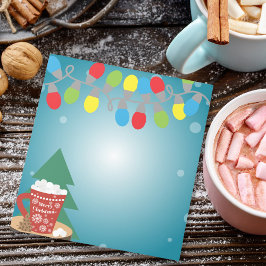ストリングライトとレッドマグコージーウィンタークリスマス ノートパッド