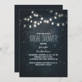 ストリングライトと夜空の星ブライダルシャワー 招待状 (正面/裏面)