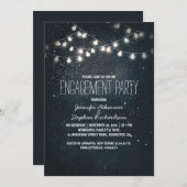 ストリングライトと夜空の星婚約パーティ 招待状 (正面/裏面)