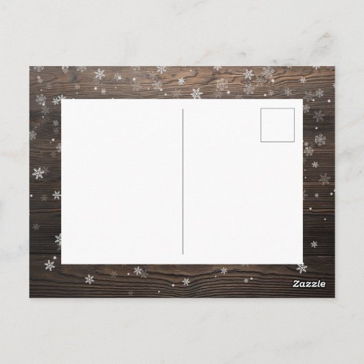 ストリングライトと雪 | 木素朴のクリスマスフォト ポストカード (裏面)