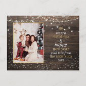 ストリングライトと雪 | 木素朴のクリスマスフォト ポストカード (正面)