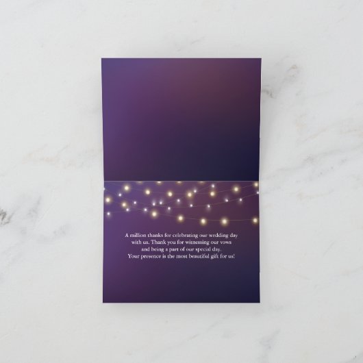 ストリングライトのイブニングウェディング感謝カード サンキューカード (内部)