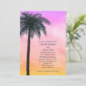 ストリングライトのヤシの木のサンライズウェディング招待状 招待状 (スタンド正面)
