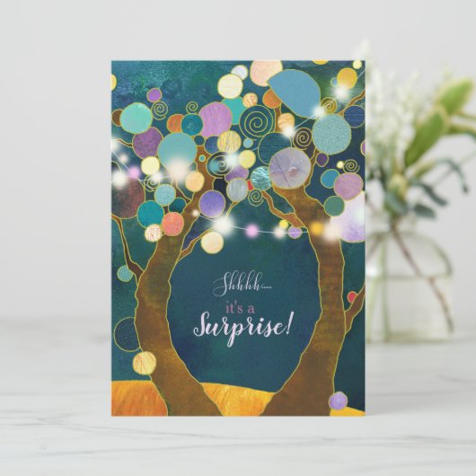 ストリングライトの誕生日パーティーへの招待 招待状 (スタンド正面)