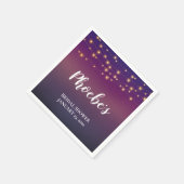 ストリングライトはっきりしたオン紫ブライダルシャワー スタンダードカクテルナプキン (角)