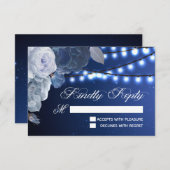 ストリングライトは青エレガント色 出欠カード (正面/裏面)