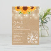 ストリングライトひまわりメイソンジャー ラスティックウェディング 招待状 (スタンド正面)