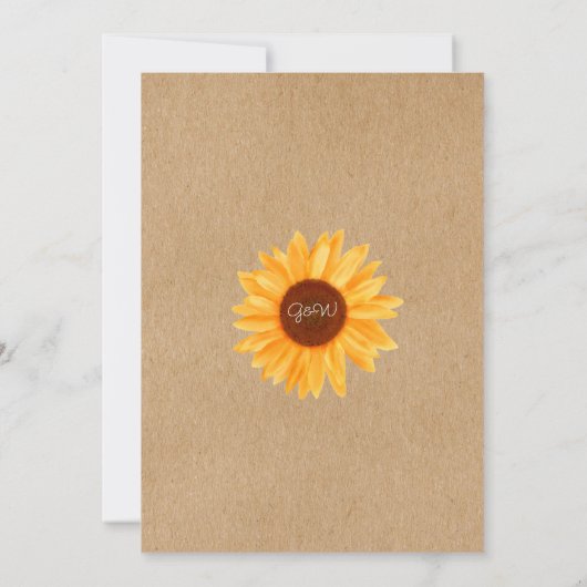 ストリングライトひまわりメイソンジャー ラスティックウェディング 招待状 (裏面)