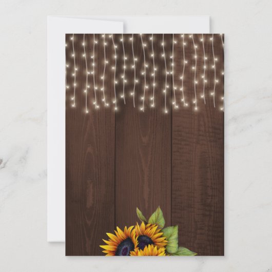ストリングライトひまわり素朴な誕生日パーティー 招待状 (裏面)