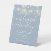 ストリングライトほこりっぽい青のプラグ抜き式 台座サイン (正面)