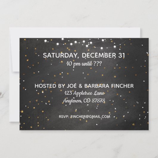 ストリングライトを使った新年のお祝い 招待状 (裏面)