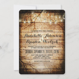 ストリングライトインツリーヴィンテージバーンウッド素朴 招待状