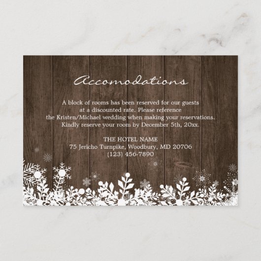 ストリングライトウィンターウェディング披露宴詳細 エンクロージャーカード (裏面)