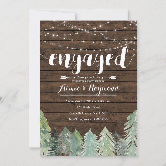 ストリングライトウィンター婚約パーティ 招待状 (正面)