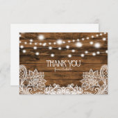 ストリングライトウッドおよびレースサンキューカード サンキューカード (正面/裏面)