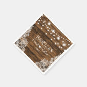 ストリングライトウッドおよびレースSweet sixteen スタンダードカクテルナプキン (角)