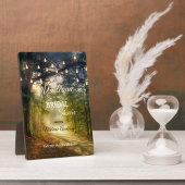 ストリングライトエンチャントフォレストブライダルウェルカムサイン フォトプラーク