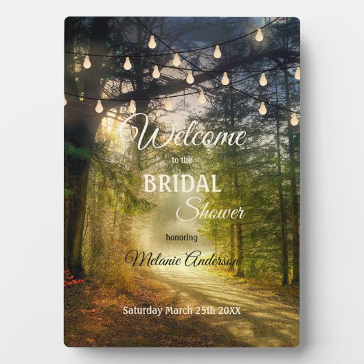 ストリングライトエンチャントフォレストブライダルウェルカムサイン フォトプラーク (正面)