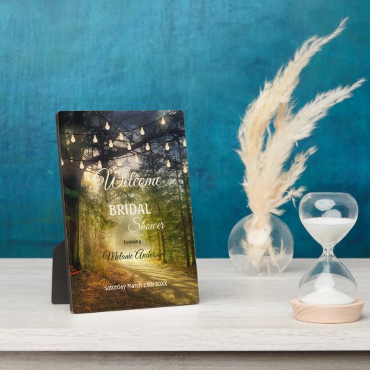 ストリングライトエンチャントフォレストブライダルウェルカムサイン フォトプラーク (側面)