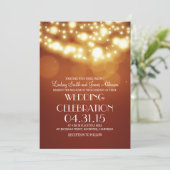 ストリングライトオレンジのエレガントな結婚式招待状 招待状 (スタンド正面)