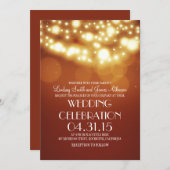 ストリングライトオレンジのエレガントな結婚式招待状 招待状 (正面/裏面)