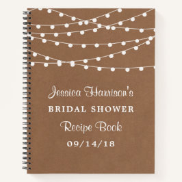 ストリングライトオンクラフト素朴ブライダルシャワーレシピ ノートブック