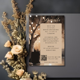 ストリングライトオンツリーロマンチックな田舎の結婚式 エンクロージャーカード