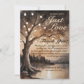 ストリングライトオンツリーロマンチックな田舎の結婚式 サンキューカード (正面)