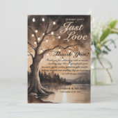 ストリングライトオンツリーロマンチックな田舎の結婚式 サンキューカード (スタンド正面)