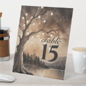 ストリングライトオンツリーロマンチックな田舎の結婚式 台座サイン (インサイチュ)