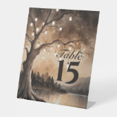 ストリングライトオンツリーロマンチックな田舎の結婚式 台座サイン (正面)