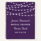 ストリングライトオンパープルブライダルシャワーレシピ ノートブック (正面)