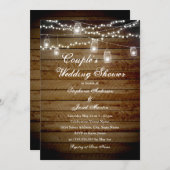 ストリングライトカップル素朴ウェディングシャワーカード 招待状 (正面/裏面)