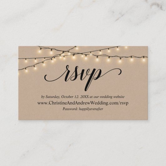 ストリングライトクラフト、RSVP応答エンクロージャカード エンクロージャーカード (正面)