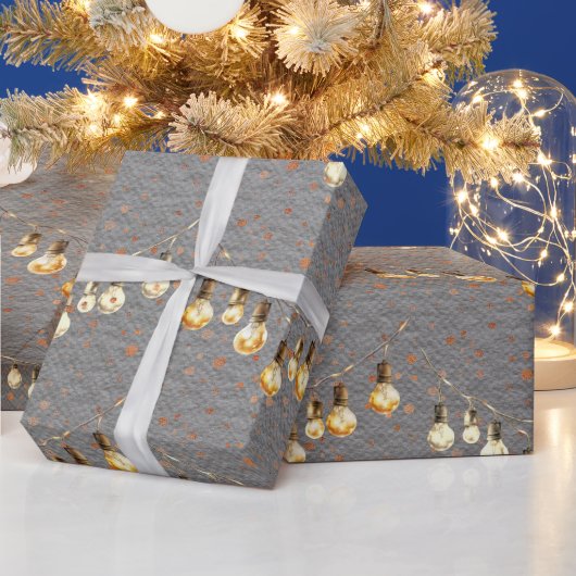 ストリングライトクリスマスバルブ黄金雪 ラッピングペーパー (クリスマス)