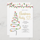 ストリングライトクリスマスパーティー招待状 招待状 (正面/裏面)